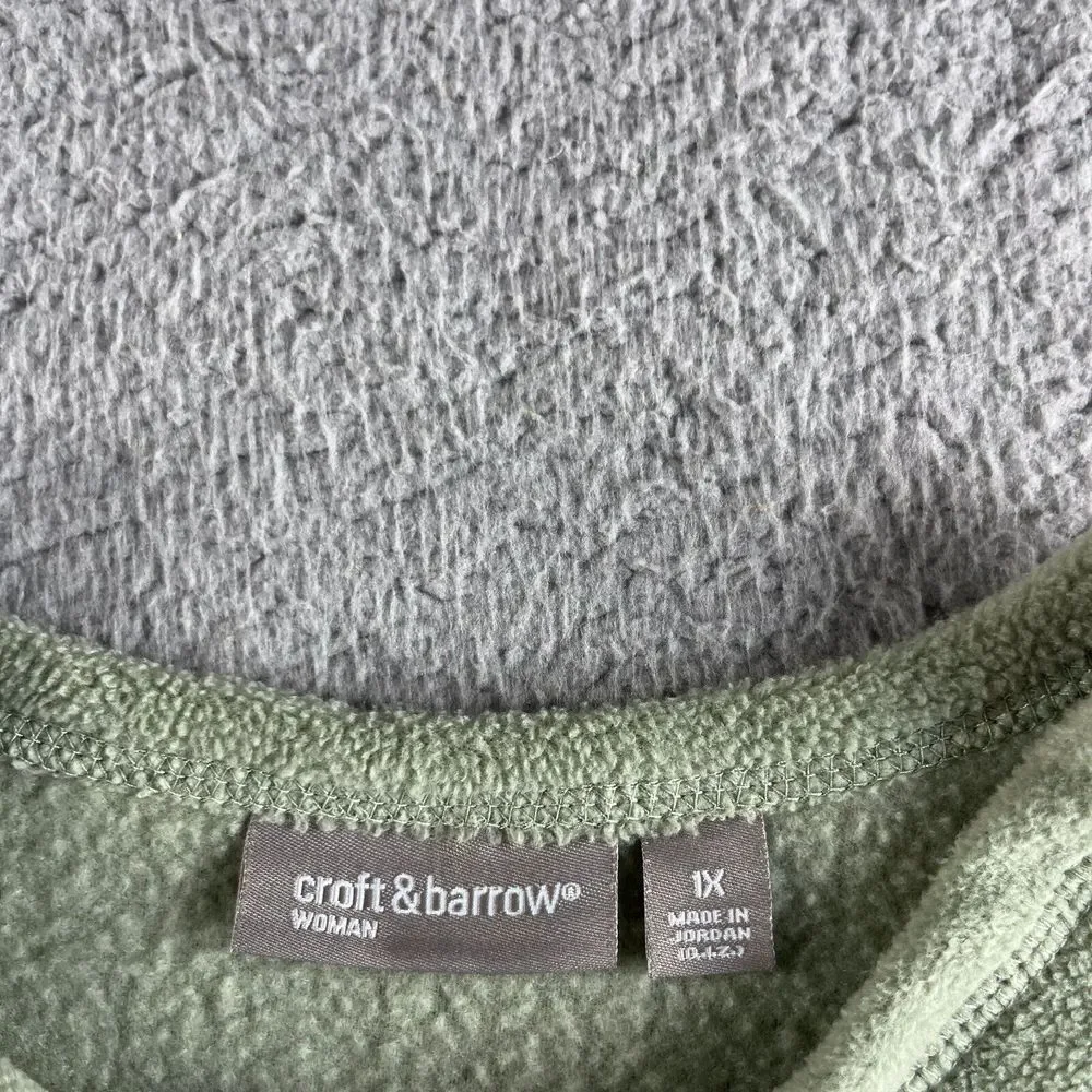 NEW Vintage Croft & Barrow Jacket Womens Plus Size 1X Green Fleece Zip Christmas